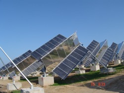 Polar axis concentrator trackers, courtesy Traxle Solar